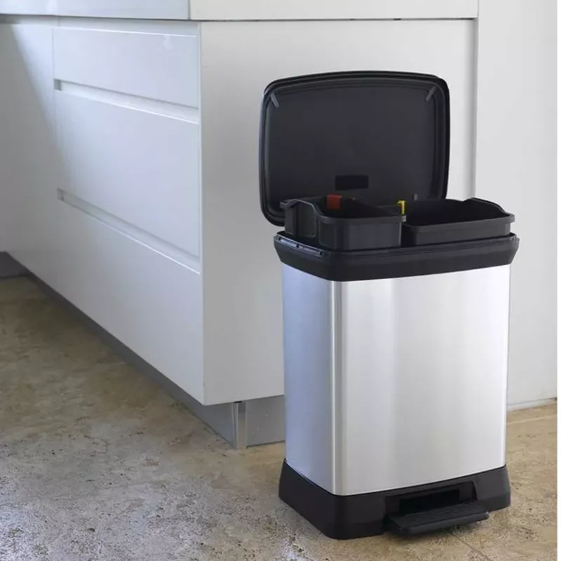 CURVER Metallic pedaalafvalbak Deco Bin Duo 10+18L zilver