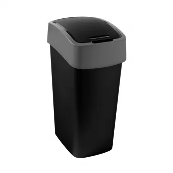 Curver Flip Bin 45L afvalbak zwart/zilver