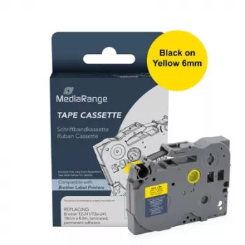 MediaRange MRBTZ611 labelbandcassette 6mm zwart op geel 8m voor Brother TZe-611