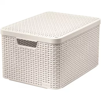 CURVER Style L opbergbox met deksel, 43,6 x 32,6 x 23 cm, crème, opvouwbaar, stapelbaar