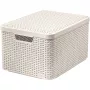 CURVER Style L opbergbox met deksel, 43,6 x 32,6 x 23 cm, crème, opvouwbaar, stapelbaar
