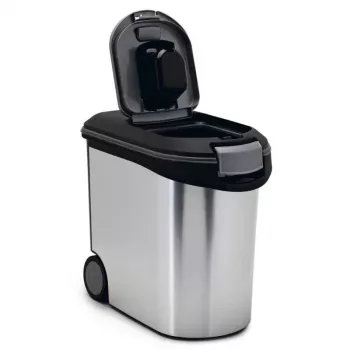 CURVER Pet Life voerbewaarbak met wielen, 12kg, 35L, 49,3x27,8x40,3 cm, zilver