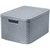 CURVER Style L opbergbox met deksel, 32L, lichtgrijs, rattan-look, stapelbaar