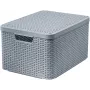 CURVER Style L opbergbox met deksel, 32L, lichtgrijs, rattan-look, stapelbaar