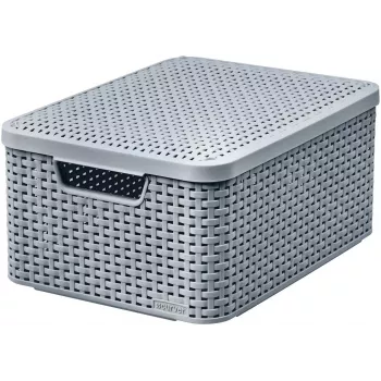CURVER Style M opbergbox met deksel, 39,3 x 29,3 x 18,7 cm, lichtgrijs, opvouwbaar