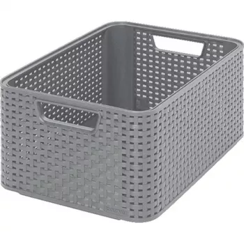 CURVER Style opbergbox M 38,6x28,7x17 cm lichtgrijs rattan-look 17L