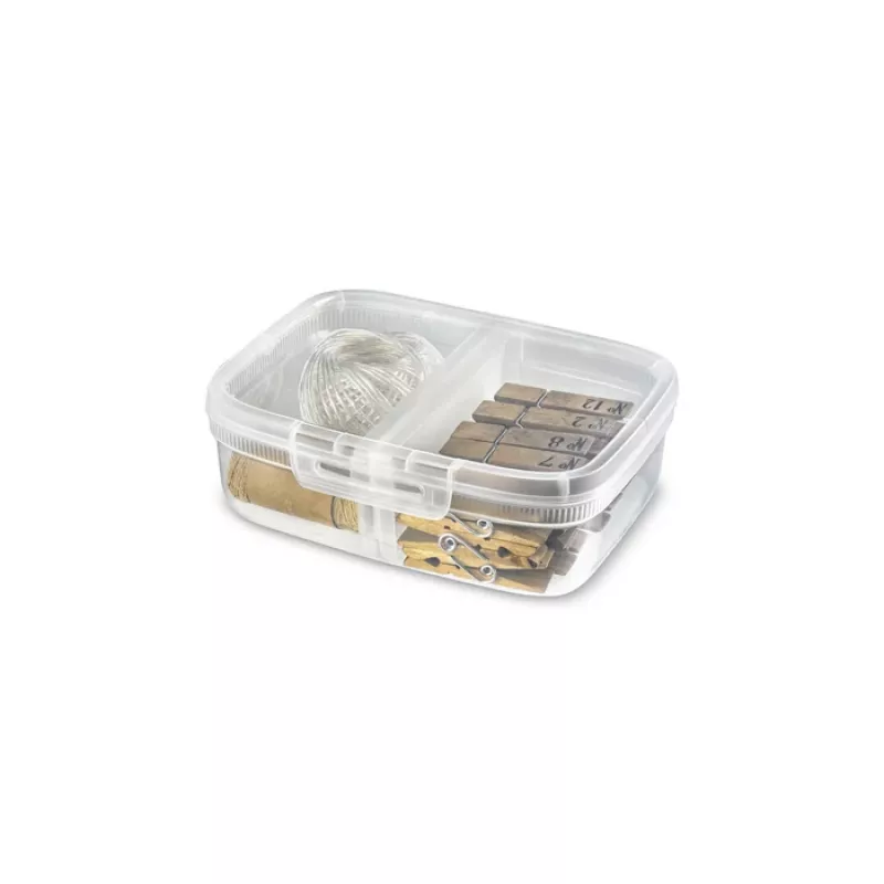 CURVER Snap Box rechthoekige opbergbox met scheidingswand, 3,3L, transparant