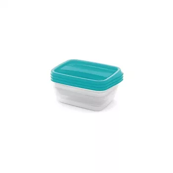 CURVER Vedo Rechthoekige Voedselbewaarcontainer Set 3x1L Transparant Turquoise