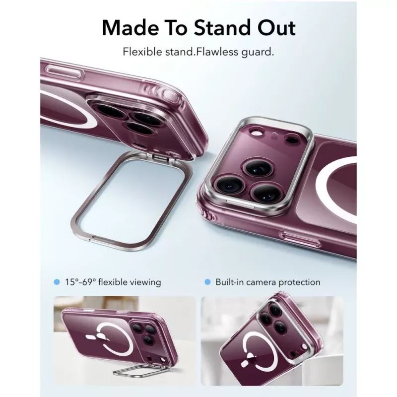 ESR Classic Hybrid Kickstand MagSafe Hoes voor iPhone 17 Pro / 18 Pro Transparant