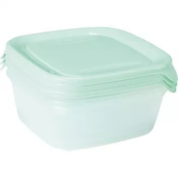CURVER Fresh & Go bewaarschaal-set met 3 stuks, elk 0,8 L, groen, luchtdicht, magnetron- en vaatwasmachinebestendig