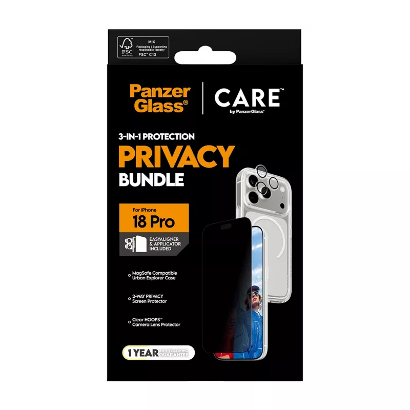 PanzerGlass PG PGC Privacy Flagship 3-in-1 bundel voor iPhone 18 Pro
