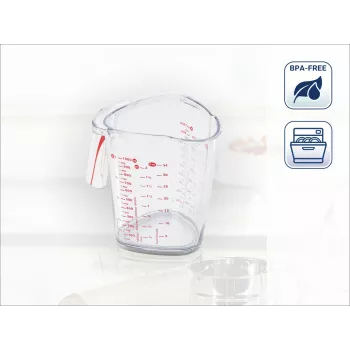 LEIFHEIT maatbeker 1L, transparant, SAN-kunststof, ml/L/gram-schalen, vaatwasmachinebestendig