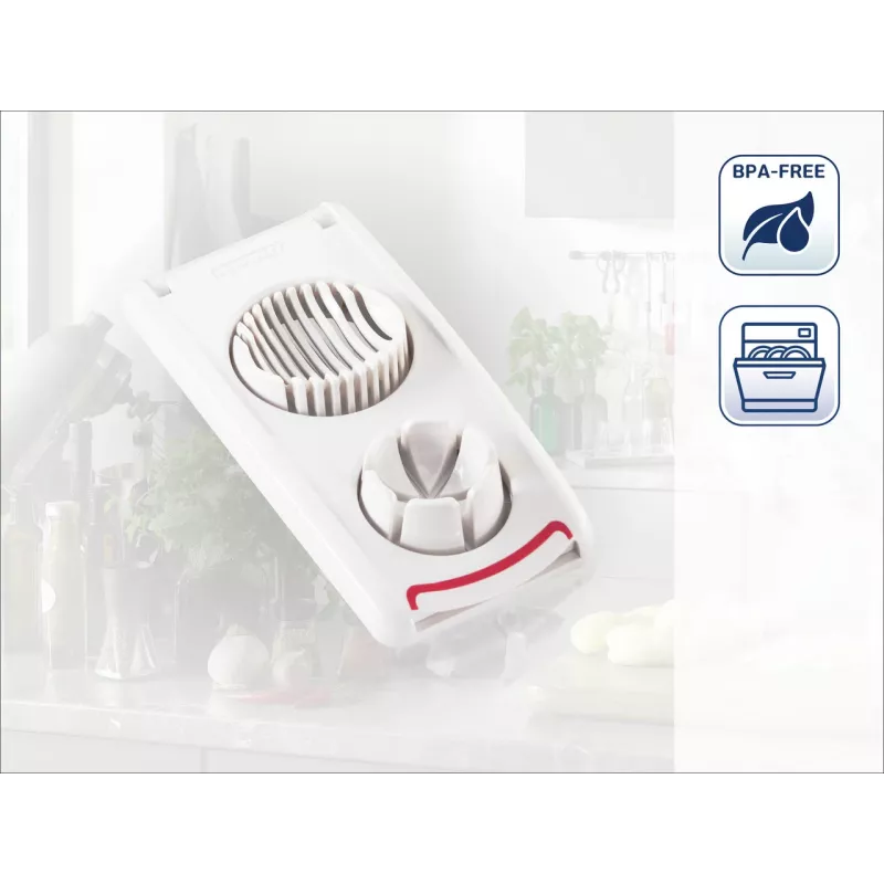 LEIFHEIT eiersnijder Combi – 2-in-1 eiersnijder en eierdeler, wit