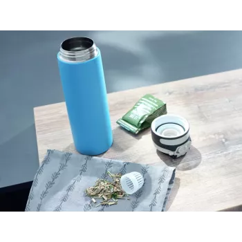 LEIFHEIT Thermos Flip 600ml lichtblauw vacuümgeïsoleerde roestvrijstalen fles