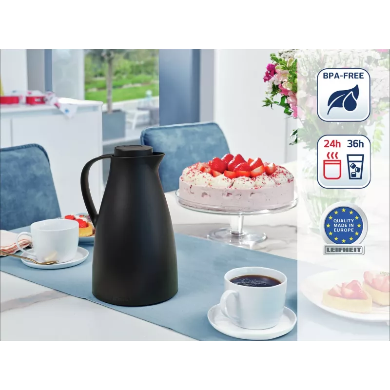 LEIFHEIT Thermos Harmonic zwart 1L vacuümgeïsoleerde kan