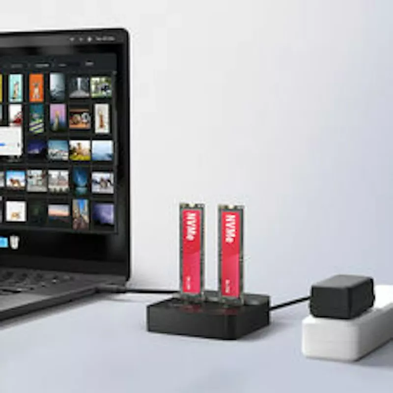 AXAGON ADSA-M2C22L dock voor twee M.2 NVMe SSD's, USB-C 20Gbps, kloonfunctie