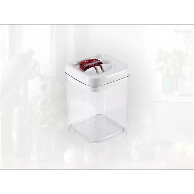 LEIFHEIT Fresh&Easy luchtdichte levensmiddelencontainer 1,6L, BPA-vrij, transparant met groen deksel