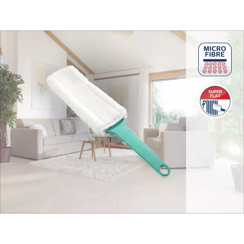 LEIFHEIT Duster platte stofveger elektrostatisch XL flexibele kop met click-systeem, blauw/wit