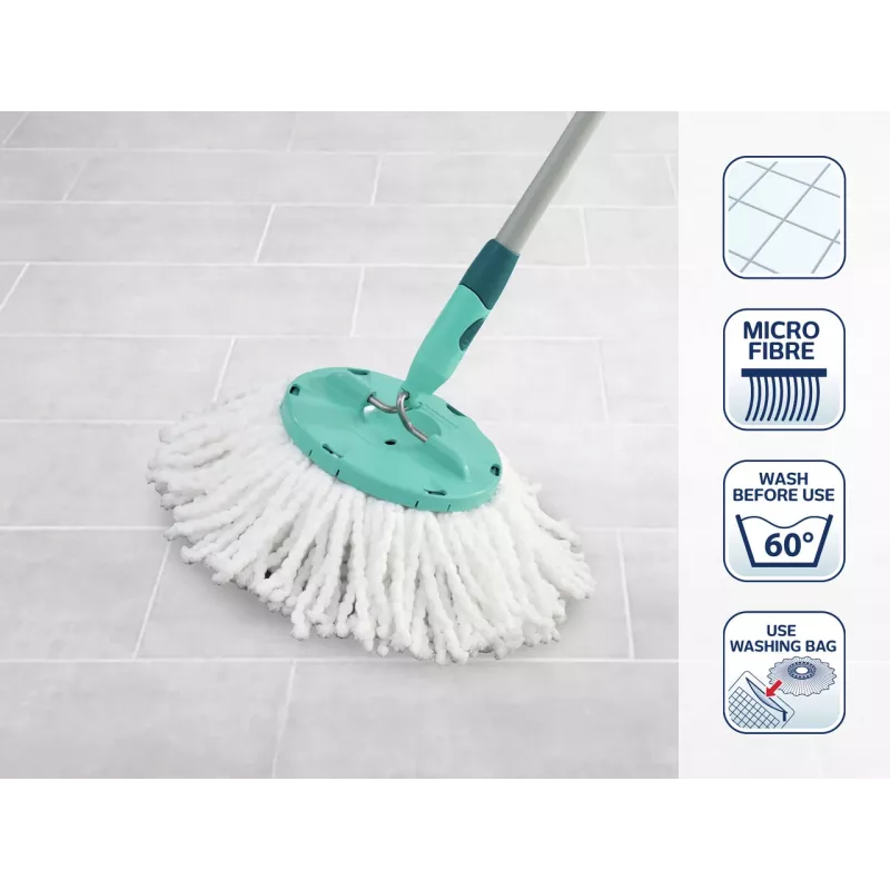 LEIFHEIT Clean Twist Disc Mop vervangset, 2 microvezel moppkoppen, wit