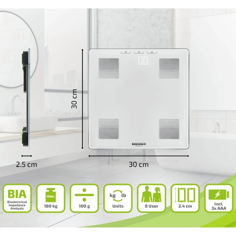 SOEHNLE Shape Sense Connect Lite lichaamsanalyseweegschaal met Bluetooth en app