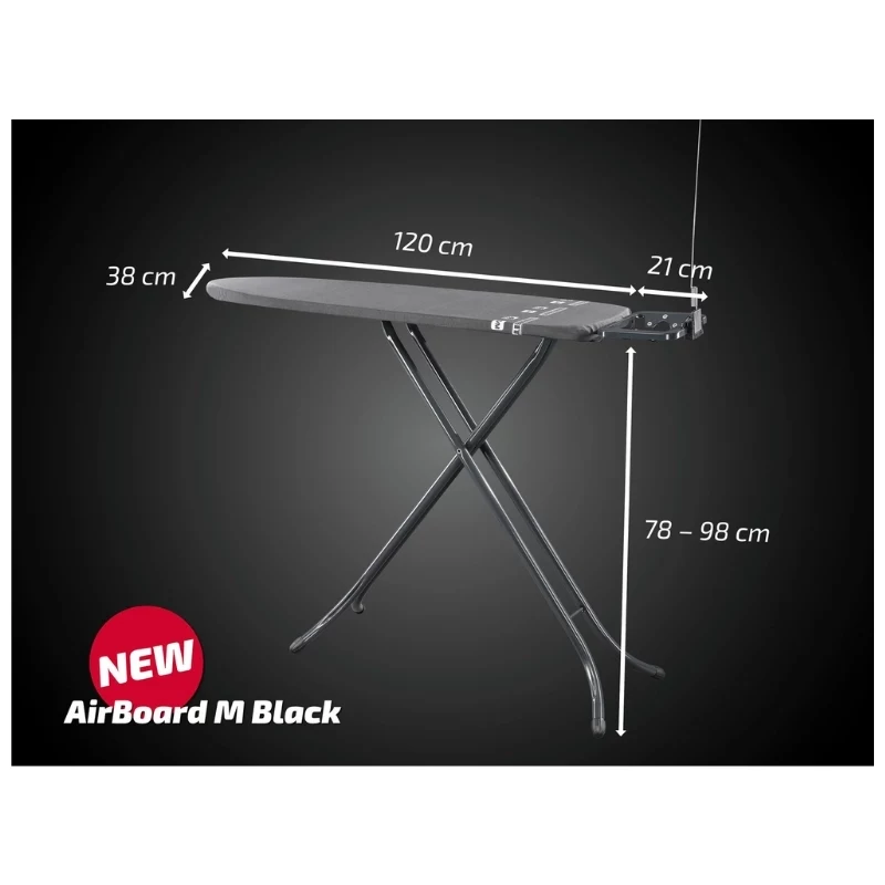 LEIFHEIT Air Board M strijkplank, Thermo-Reflect, zwart, 120 x 38 cm