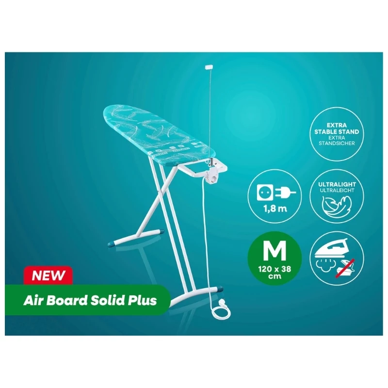 LEIFHEIT Air Board M Solid Plus strijkplank 120x38cm met Thermo-Reflect hoes