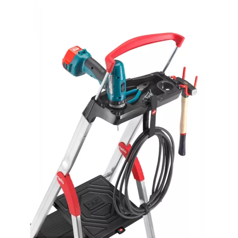 Hailo L100 TopLine 8050-607 aluminium huishoudtrap, 6 treden, met multifunctioneel plateau