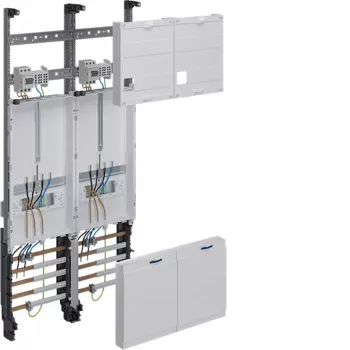 Hager ZK32P3KT compleet meterveld, 3-fasig, 2 meterplaatsen, 1050x500mm, met hoofdschakelaar