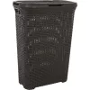 CURVER Style 40L wasbox met klapdeksel, rattan-effect, donkergrijs