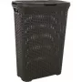CURVER Style 40L wasbox met klapdeksel, rattan-effect, donkergrijs