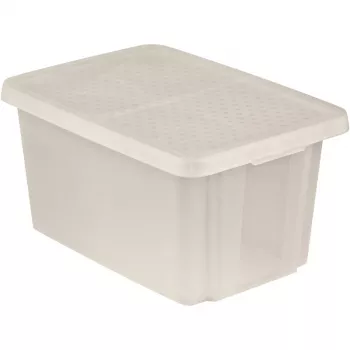 CURVER Essentials 45L transparante opbergbox met deksel, 57 x 40 x 30 cm, stapelbaar, levensmiddelenecht