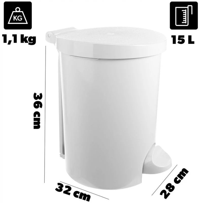 CURVER Deco pedaalemmer 15L wit met uitneembare binnenemmer
