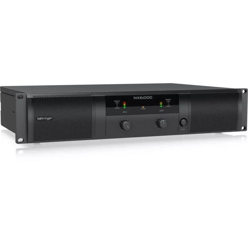 Behringer NX6000 klasse-D eindversterker 2 x 3000W bij 4 Ohm met DSP, zwart