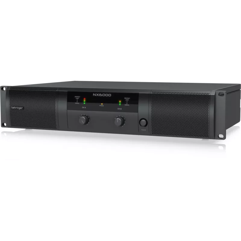 Behringer NX6000 klasse-D eindversterker 2 x 3000W bij 4 Ohm met DSP, zwart
