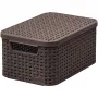 CURVER Style S opbergbox met deksel, 29,1 x 19,8 x 14,2 cm, donkerbruin, 8,18 L, opvouwbaar, handgreep met metalen ogen