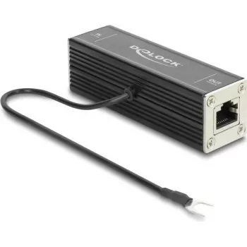 Delock RJ45 netwerk-overspanningsbeveiliging Cat.6A, PoE++ compatibel, 10 Gbps, afgeschermd, zwart