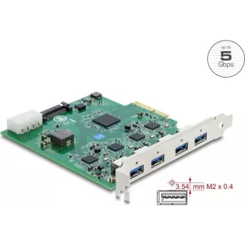 Delock PCI Express x4 kaart naar 4 x USB 5 Gbps USB Type-A quad-channel