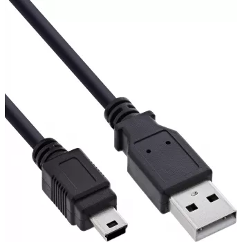 InLine USB 2.0 mini-kabel, USB-A stekker naar mini-B stekker, zwart, 5 m