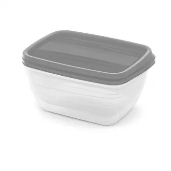 Curver Vedo rechthoekige voerbak set voor huisdieren 2x1,3L transparant grijs
