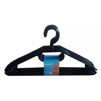 KEEEPER Arvid kunststof kledinghanger, 10-delige set, 40 x 22 x 6,2 cm, zwart