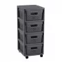 CURVER Infinity ladekast op wielen met 4 geperforeerde boxen 11L, donkergrijs, 30x36x69 cm