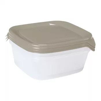 CURVER Fresh&Go 3-delige vierkante bewaardoos-set 0,8L beige