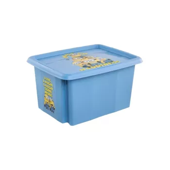 keeeper box met deksel 15L Karolina 'Minions Happiness' 38x29,5x20,5cm lichtblauw