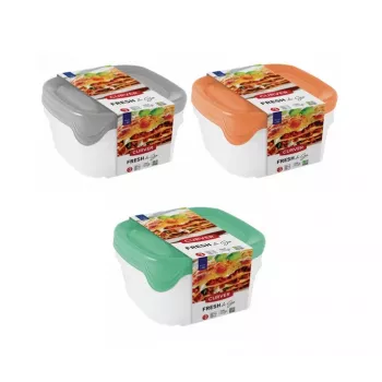 Curver Fresh & Go bewaarschaal-set met 3 stuks, elk 0,8 L, rechthoekig, luchtdichte deksels, kleurrijke kleuren, BPA-vrij
