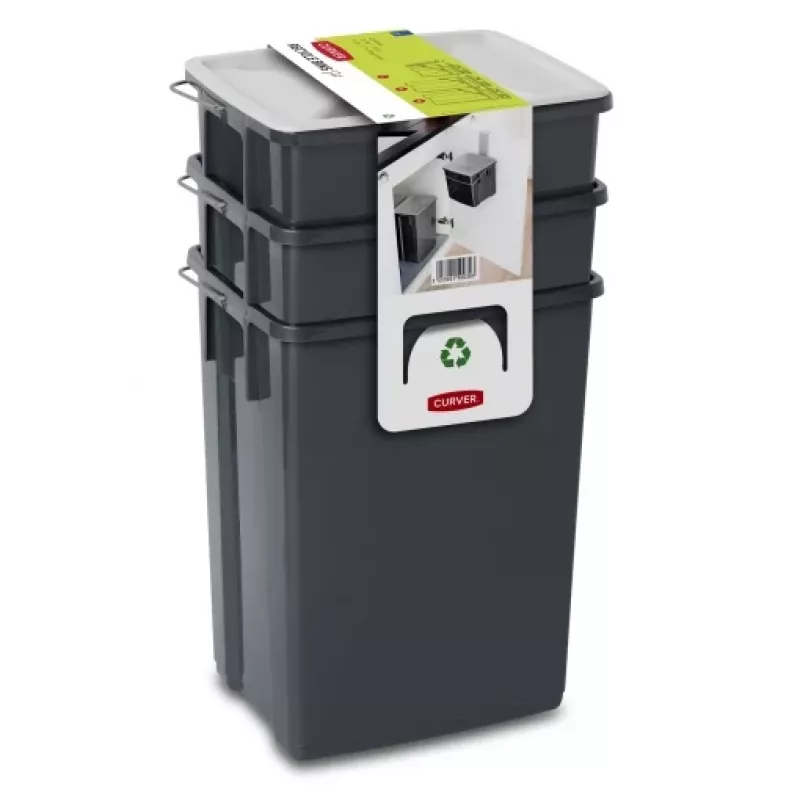 CURVER Biobox afvalbak-set 2x10L + 6L grijs