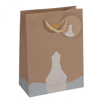 SIGEL GT050 Cadeautassen, ijsbeer met vallende sterren-motief, 17 x 23 cm, 5-pack, papier, koordhengels, FSC-gecertificeerd