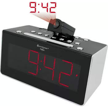 Soundmaster FUR6005 FM-projectieklok met dubbele wekker, rood LED-display, Zwart