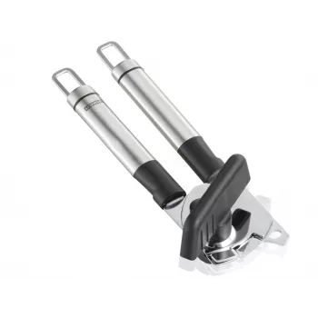LEIFHEIT ProLine Handmatige blikopener van RVS met flessenopener, Zilver/Zwart
