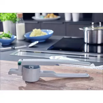 LEIFHEIT aardappel- en spätzlepers met roestvrijstalen hefboommechanisme, geïntegreerde panhaak, vaatwasmachinebestendig