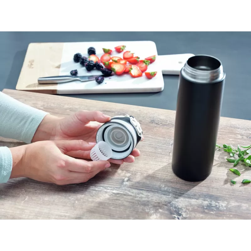 LEIFHEIT Thermo Flip 600ml zwarte geïsoleerde reisbeker